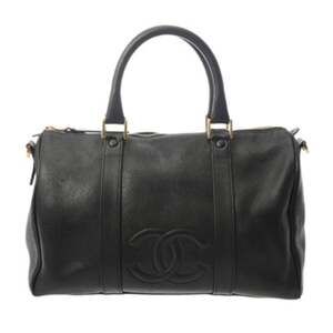 CHANEL Boston Bag, Black, Women's, Caviar Leather, B Rank, Used, Ginzo